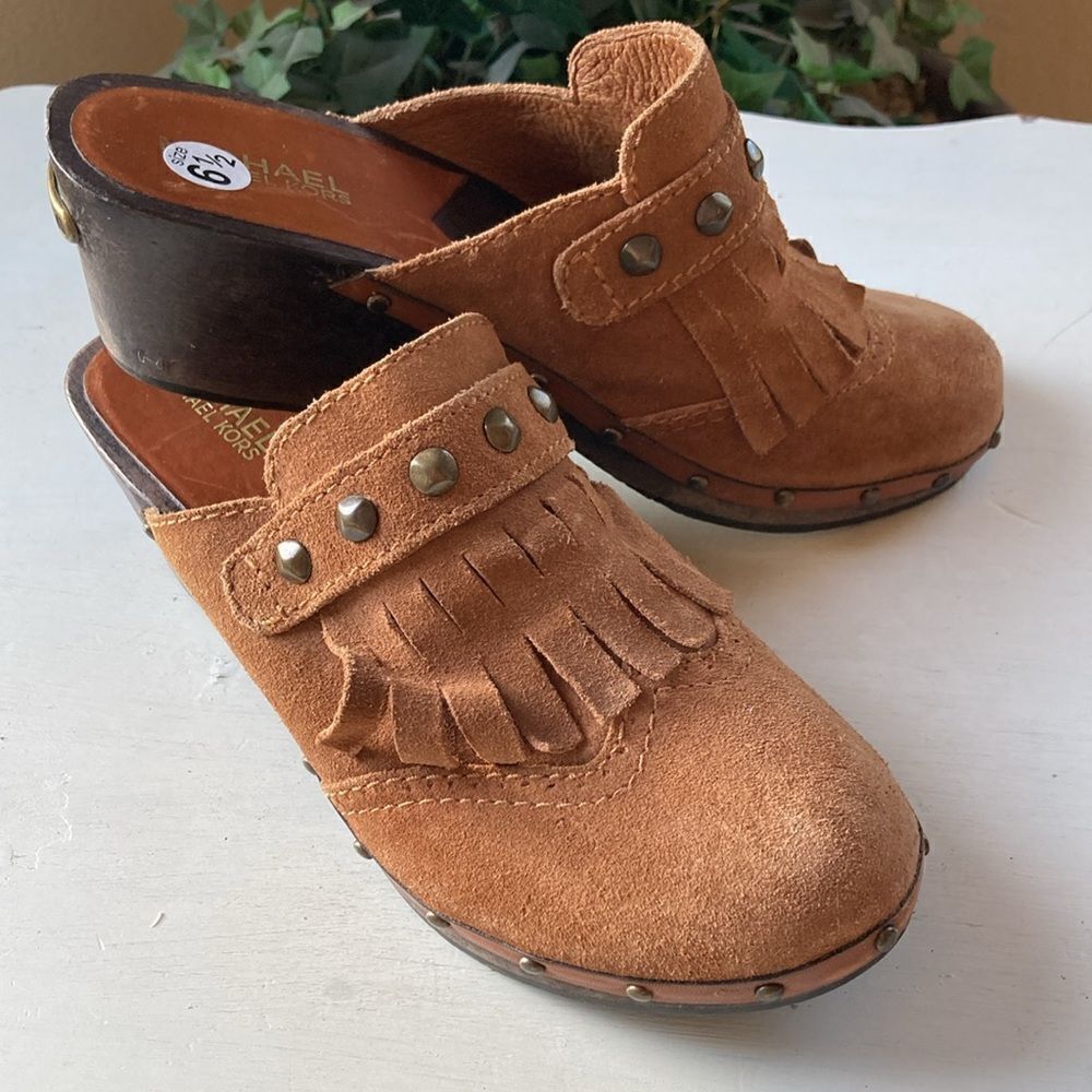 Michael Kors | Michael Kors Slip-On Suede Wooden Mules/Cogs Women’s 6.5